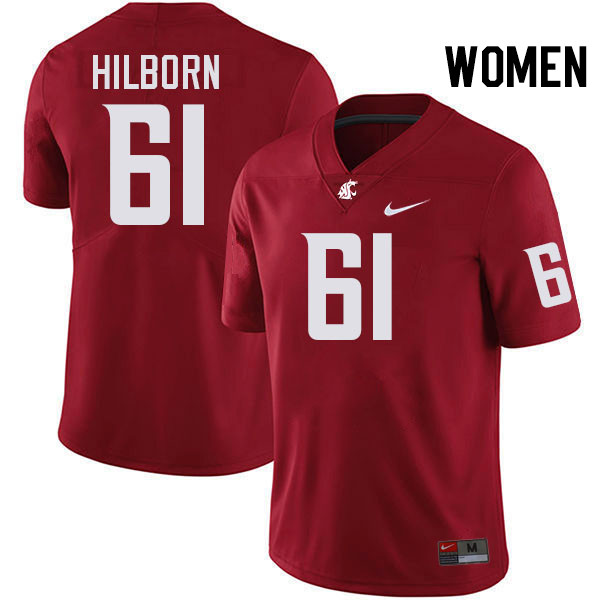 Women #61 Christian Hilborn Washington State Cougars College Football Jerseys Stitched-Crimson